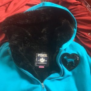 Victorias Secret fur lined bling hoodie